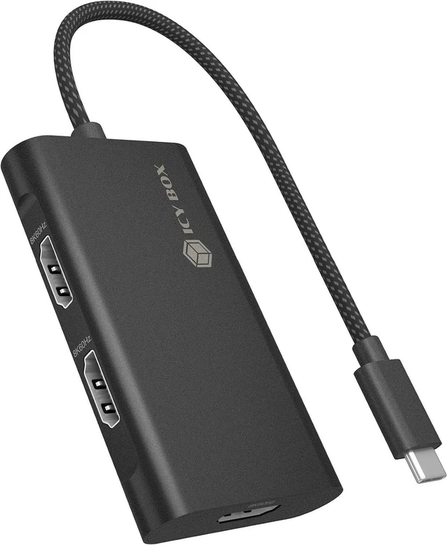 Main image of ICY Box (USB-C to 3× HDMI Adapter) 8K @ 60Hz Single Display, 4K @ 144Hz Dual Display, 4K @ 60Hz Triple Display, USB 3.2 Gen 2, MST, 20 cm Cable, IB-AD1030-C