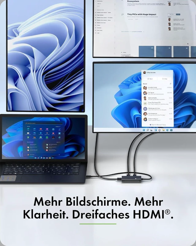 Alt view image 3 of 7 - ICY Box (USB-C to 3× HDMI Adapter) 8K @ 60Hz Single Display, 4K @ 144Hz Dual Display, 4K @ 60Hz Triple Display, USB 3.2 Gen 2, MST, 20 cm Cable, IB-AD1030-C