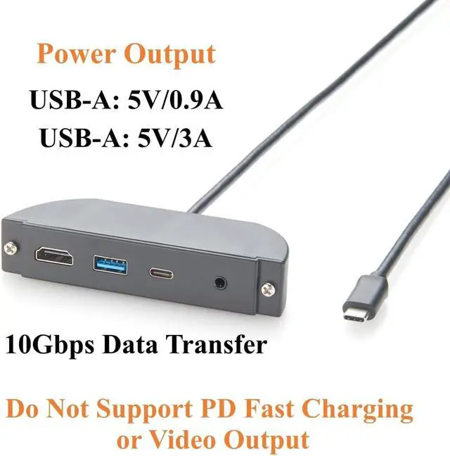 Alt view image 4 of 7 - Screw Panel Mount USB C Hub, 4-in-1 Multiport Adapter with 4K@60Hz HDMI, 10Gbps USB-A & USB-C Data Ports, 3.5mm Audio Headphone & Microphone Jack, for Embedded System, PC, Control Cabinets (1.5M)