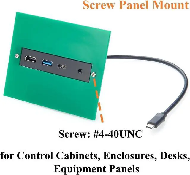 Alt view image 3 of 7 - Screw Panel Mount USB C Hub, 4-in-1 Multiport Adapter with 4K@60Hz HDMI, 10Gbps USB-A & USB-C Data Ports, 3.5mm Audio Headphone & Microphone Jack, for Embedded System, PC, Control Cabinets (1.5M)