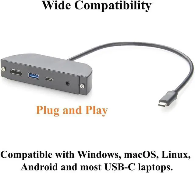 Alt view image 6 of 7 - Screw Panel Mount USB C Hub, 4-in-1 Multiport Adapter with 4K@60Hz HDMI, 10Gbps USB-A & USB-C Data Ports, 3.5mm Audio Headphone & Microphone Jack, for Embedded System, PC, Control Cabinets (1.5M)