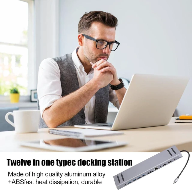 Alt view image 2 of 7 - Shakven USB C Docking Station,Multiport Adapter USB Hub Laptop Dock | Computer Dock PC Extender, C Adapter, Expansion Hub, Splitter for Computer Laptop Phone