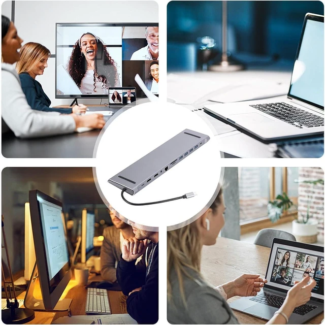 Alt view image 7 of 7 - Shakven USB C Docking Station,Multiport Adapter USB Hub Laptop Dock | Computer Dock PC Extender, C Adapter, Expansion Hub, Splitter for Computer Laptop Phone
