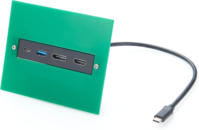 Main image of Panel Mount 4-in-1 USB C Hub Dual Monitor, 4K@60Hz HDMI & DisplayPort, 10Gbps USB-C & USB-A Data Ports, USB-C Multiport Adapter for Control Cabinets, Industrial PC, Enclosure (1.5M)