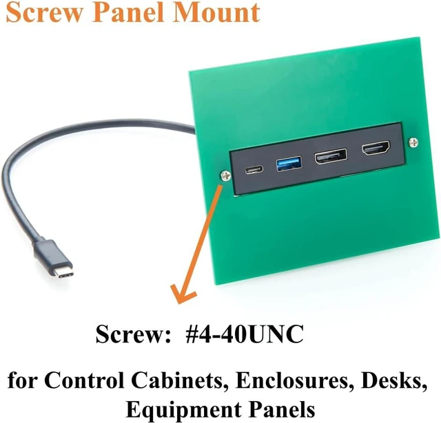 Alt view image 3 of 7 - Panel Mount 4-in-1 USB C Hub Dual Monitor, 4K@60Hz HDMI & DisplayPort, 10Gbps USB-C & USB-A Data Ports, USB-C Multiport Adapter for Control Cabinets, Industrial PC, Enclosure (1.5M)