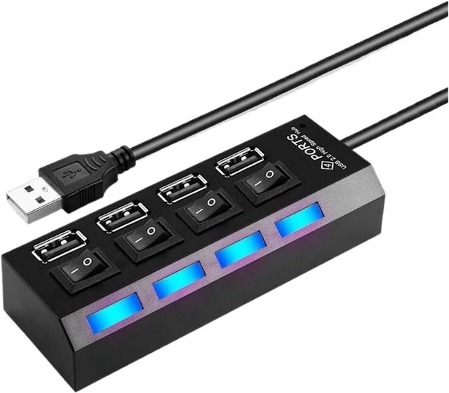 Main image of USB 2.0 Hub Multi Splitter Use Power Adapter 4/7 Port Multiple Expander 3 with Switch 30CM Cord(Orange)