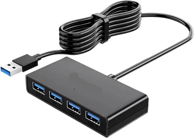 Main image of 4 Port USB 3 Splitter HUB with m;ic/ro Power Multiple High Speed OTG Adapter for Computer Accessories(Black 150 CM)