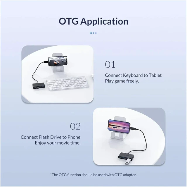 Alt view image 5 of 7 - 4 Port USB 3 Splitter HUB with m;ic/ro Power Multiple High Speed OTG Adapter for Computer Accessories(Black 30 CM)