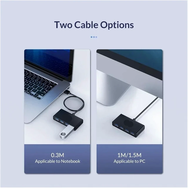 Alt view image 6 of 7 - 4 Port USB 3 Splitter HUB with m;ic/ro Power Multiple High Speed OTG Adapter for Computer Accessories(Black 30 CM)