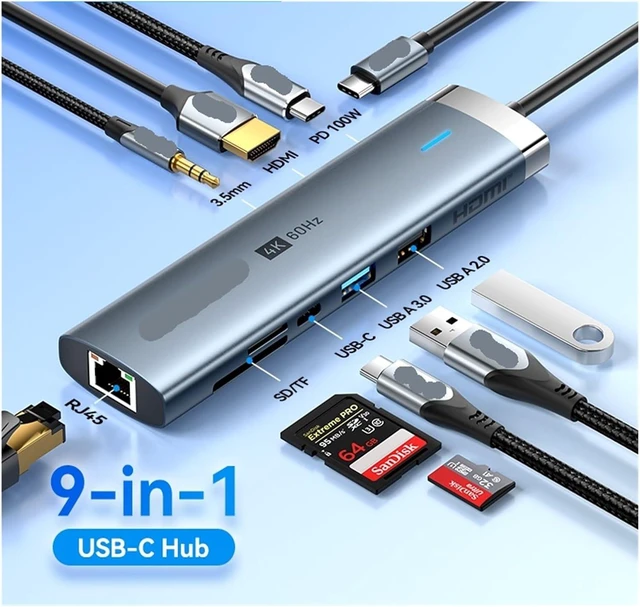 Alt view image 2 of 7 - USB C HUB 4K 60Hz TY>pe to HDMI RJ45 Ethernet PD 100W SD TF for PC Sum/sang Tablet 3 Hub(6-in-1 HDMI RJ45)