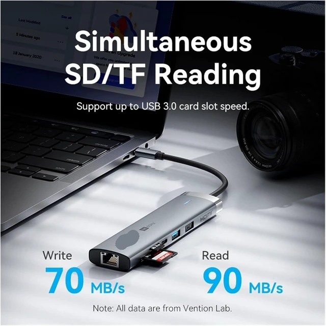 Alt view image 7 of 7 - USB C HUB 4K 60Hz TY>pe to HDMI RJ45 Ethernet PD 100W SD TF for PC Sum/sang Tablet 3 Hub(6-in-1 HDMI RJ45)