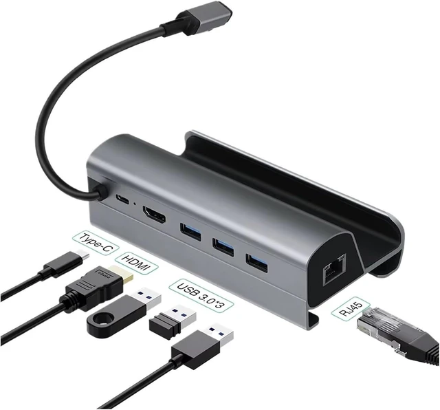 Main image of Docking Station for Steam Deck 4k HD 6 in 1 HUB USB TY>pe C to HDMI-Compatible 4K 60Hz RJ45 3 SteamDeck(100Mbps HUB)