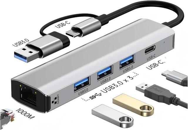 Main image of USB C HUB Multiport Adapter USB-C USB-A TY>pe 3 Ethernet RJ45 Data Transfer Docking Station for Pro(2208TU)