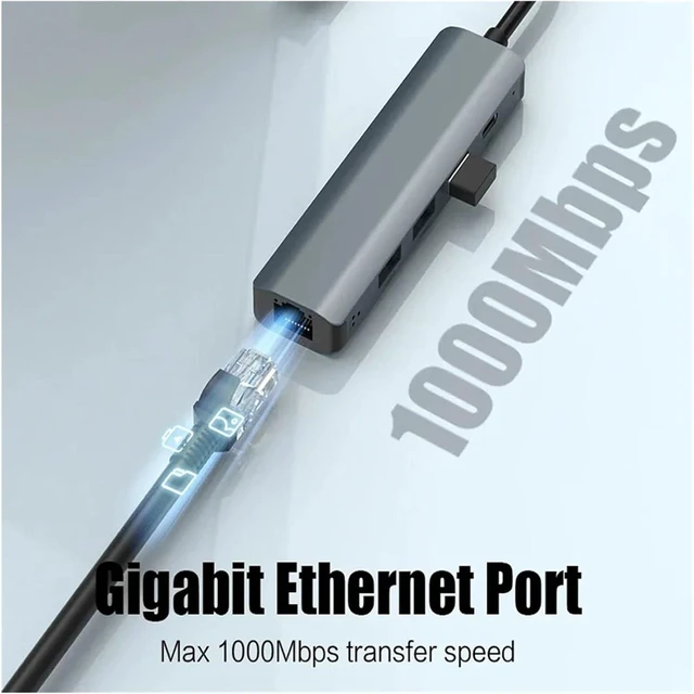 Alt view image 4 of 7 - USB C HUB Multiport Adapter USB-C USB-A TY>pe C USB 3 Ethernet RJ45 Data Transfer Docking Station for Pro(2208U)
