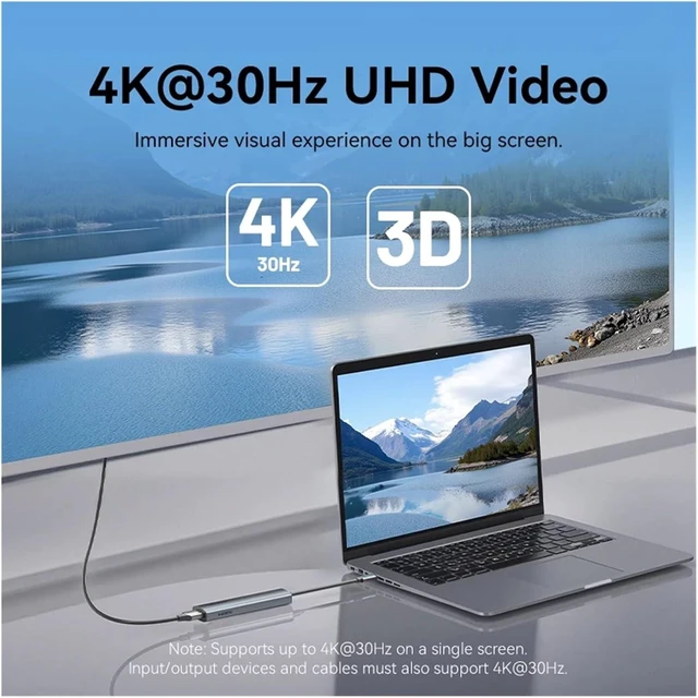 Alt view image 4 of 6 - 5 in 1 USB C 4K HDMI HUB 3 PD 100W Multiport Docking Station Adapter for de*/ll an/DRO/id(USB 3.0 X 3)