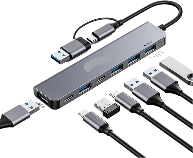 Main image of USB HUB 4-7 Port USB TY>pe C to USB 3 HUB Splitter Expansion Docking Station Aluminum OTG Adapter Computer Accessories(7-Port USBA 3.0)