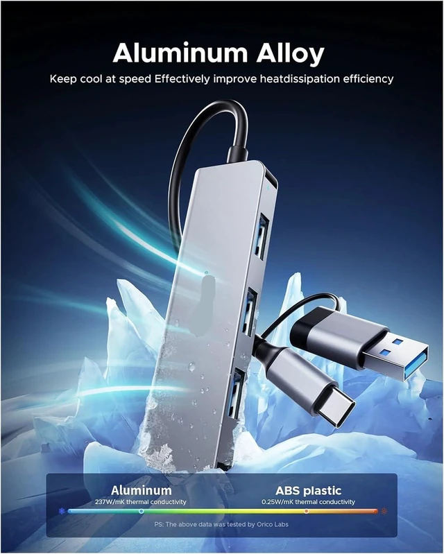 Alt view image 5 of 6 - USB HUB 4-7 Port USB TY>pe C to USB 3 HUB Splitter Expansion Docking Station Aluminum OTG Adapter Computer Accessories(7-Port USBA 3.0)