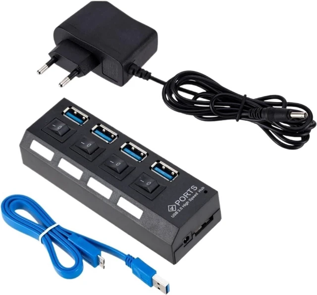 Main image of USB 3 Hub Multi Splitter Hab Use Power Adapter 7 Port Multiple Expander USB3 with Switch for PC(4 Ports EU)