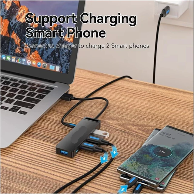 Alt view image 7 of 7 - 4-Port USB HUB 3 2.0 Ultra Slim Data Hub TY>pe C HUB for, Pro/mini, I>(CHLBD)