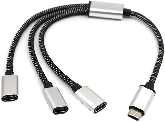 Alt view image 4 of 7 - USB C Male to Double Female Splitter TY>pe Hub for Gaming Handle and Powerbanks R4F4(B)
