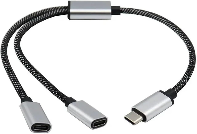 Alt view image 5 of 7 - USB C Male to Double Female Splitter TY>pe Hub for Gaming Handle and Powerbanks R4F4(B)