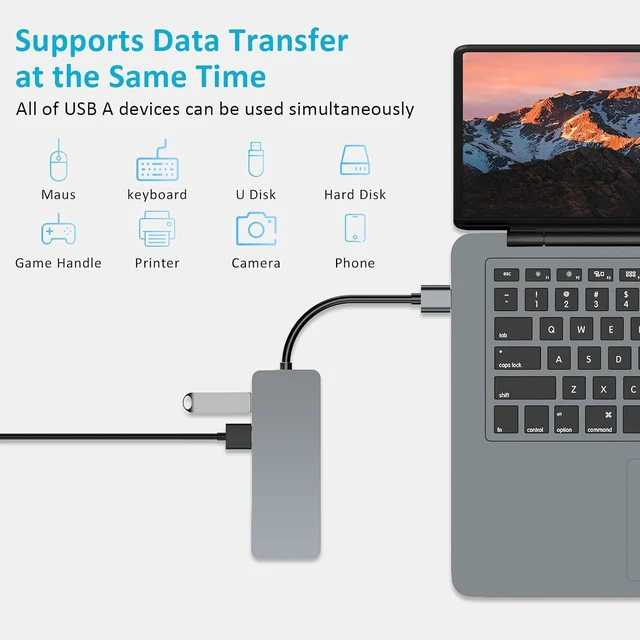 Alt view image 5 of 7 - USB Hub, 5 in 1 USB Adapter USB 3.0 Hub Multiport with HDMI, 2 USB A 2.0 Ports, SD/TF Card Reader, USB A Docking Station Compatible with Win11/10/8/7/XP/Mac OS (Non Vista/Linux) (Space Gray)