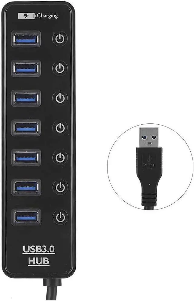 Alt view image 6 of 7 - HighSpeed USB 3.0 Splitter Docking Station with 7-Port Switch for PC, Plug and Play, DriverFree, Suitable for XP/Vista/7/8 Users