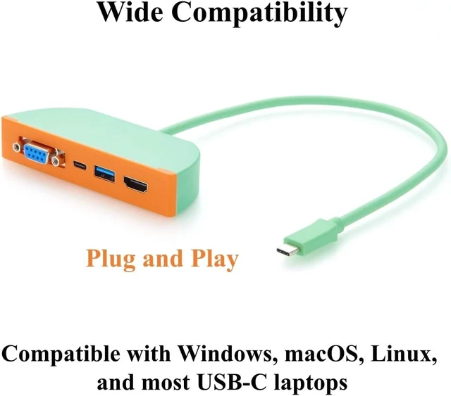 Alt view image 5 of 7 - 4-in-1 Multiport USB C Hub, with RS232 DB9, 4K@60Hz HDMI, 10Gbps USB-C & USB-A Data Ports, for Laptop, Industrial, Office (0.3M)