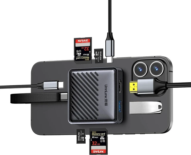 Main image of Magnetic USB C Hub Docking Station for 2 TF3.0/2 SD3.0 PD3.0,HDMI 4K@60Hz USB-A 5Gbps USB-C Devices for Android,iPhone 17,16,15 Pro Max and iPad Pro/Air/Mini MacBookPro/Air for Transmission