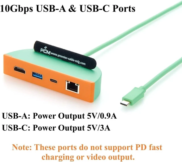 Alt view image 3 of 6 - USB C Hub, 4-in-1 Multiport Adapter with 4K@60Hz HDMI, 10Gbps USB-C & USB-A, Gigabit Ethernet for Windows Laptop, macOS, Linux (0.3M)