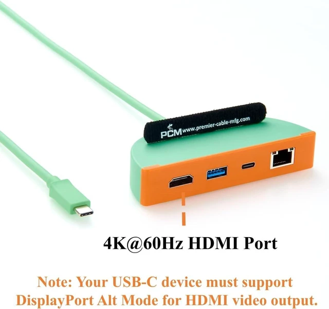 Alt view image 4 of 6 - USB C Hub, 4-in-1 Multiport Adapter with 4K@60Hz HDMI, 10Gbps USB-C & USB-A, Gigabit Ethernet for Windows Laptop, macOS, Linux (0.3M)