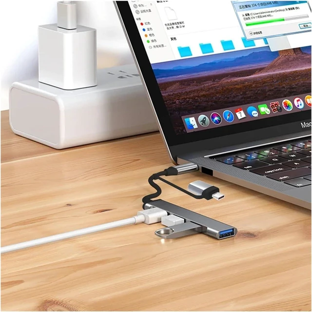 Alt view image 7 of 7 - USB C Hub 3, Aluminum 4 in 1 Extender, Splitter with, X 2.0 and Ports Distributor(4 USB-A)