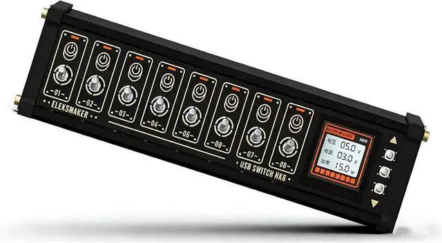 Main image of 8 Port USB Docking Station, USB Hub with Toggle Switches, with 1.54-Inch IPS Color Screen, 8 RGB Indicators, 10 Levels Brightness Adjustment, Switch + Button + Voice Control, for Gadgets