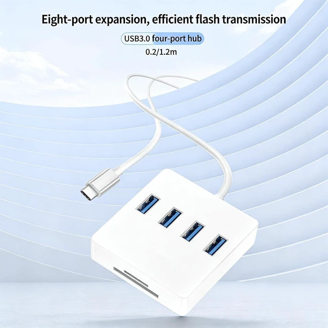 Alt view image 3 of 7 - USB C Hub, 4 USB Ports, Card Reader, 3.5mm, Integrated Card Reader for 5Gbps PC Accessories
