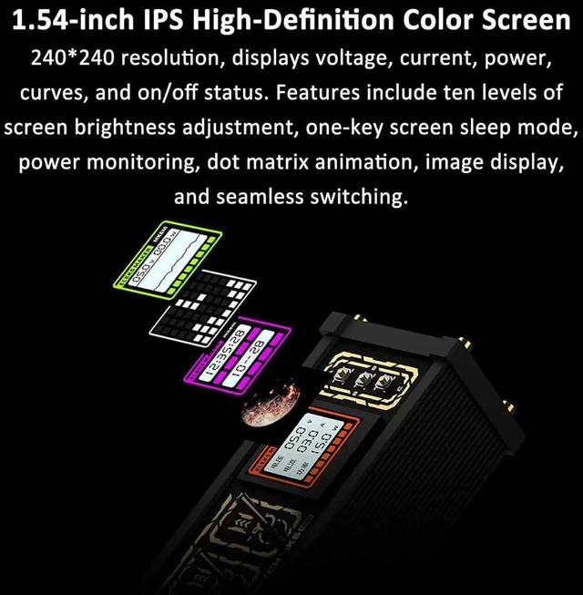 Alt view image 4 of 7 - Multi USB C Splitter Cable, 8 Ports USB C Splitter, Dual Controls in One Switch, W/HD Color Screen, 10-Level Brightness, Personalized Customization, for Phones, Computer