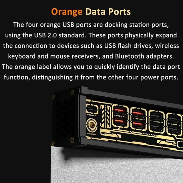 Alt view image 5 of 7 - Multi USB C Splitter Cable, 8 Ports USB C Splitter, Dual Controls in One Switch, W/HD Color Screen, 10-Level Brightness, Personalized Customization, for Phones, Computer
