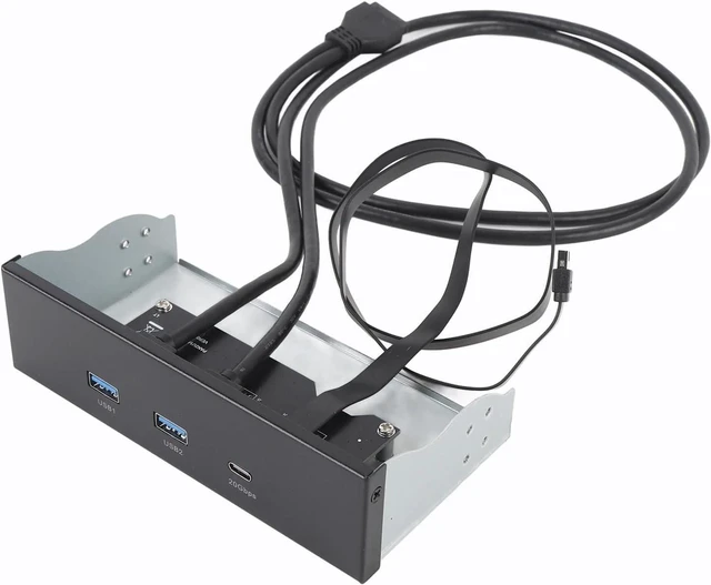 Alt view image 2 of 6 - USB 3.2 Gen2x2 Front Panel Hub, 5.25 Inch Optical Drive Bay Extension, 3 Ports (USB-A/Type-C), 19 Pin, 20Gbps Data Transfer for PC Computer