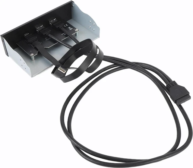 Alt view image 6 of 6 - USB 3.2 Gen2x2 Front Panel Hub, 5.25 Inch Optical Drive Bay Extension, 3 Ports (USB-A/Type-C), 19 Pin, 20Gbps Data Transfer for PC Computer