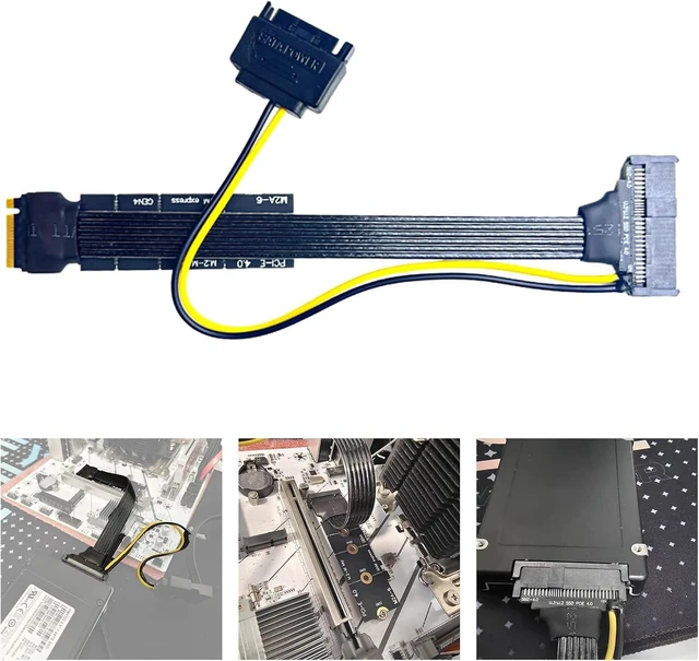 Alt view image 2 of 7 - Premium NVME to U.2 Adapter Cable with 15Pin Power Featuring Aluminum Foil Shielding Fast PCIE4.0 Data Transfer
