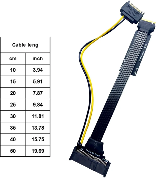 Alt view image 3 of 7 - Premium NVME to U.2 Adapter Cable with 15Pin Power Featuring Aluminum Foil Shielding Fast PCIE4.0 Data Transfer