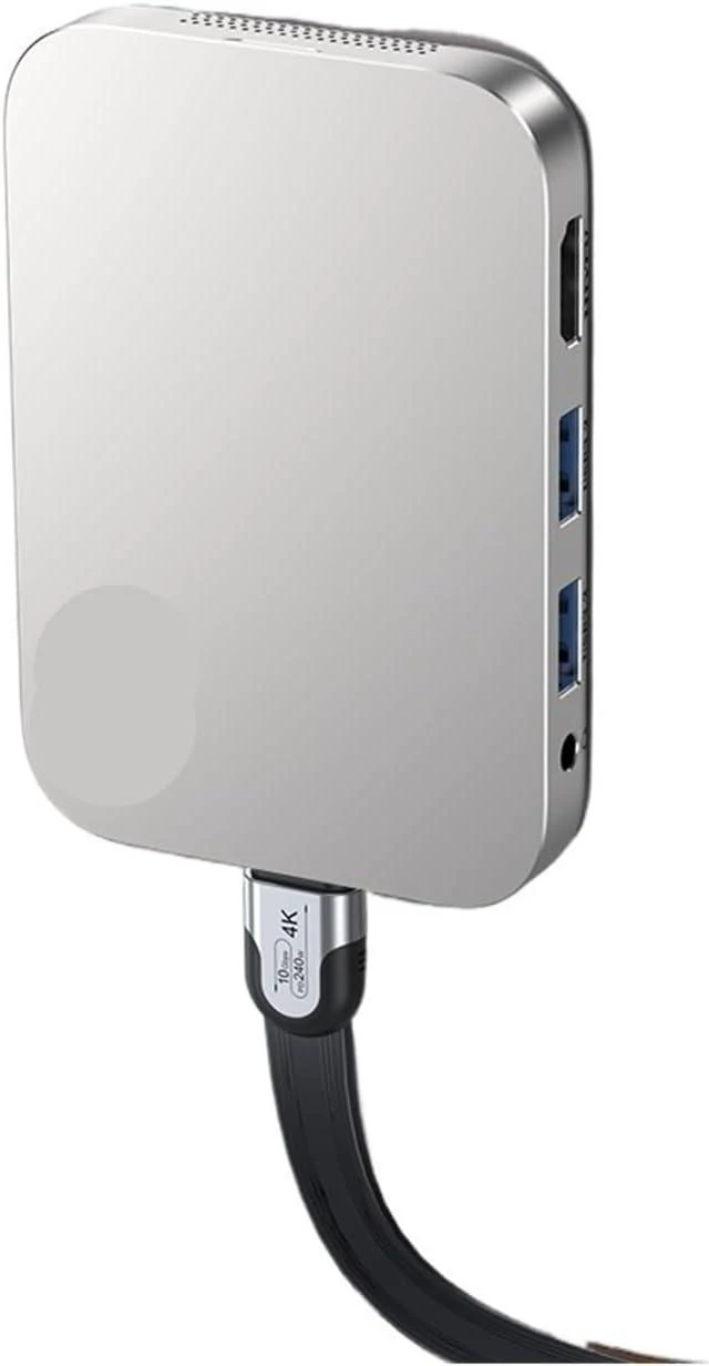 Alt view image 3 of 3 - Docking Station M.2 SSD Enclosure USB3.0 10Gbps USB C Hub Splitter TY>pe C to HDMI Adapter 4K60Hz PD100W M2 5 in 1(Silvery)