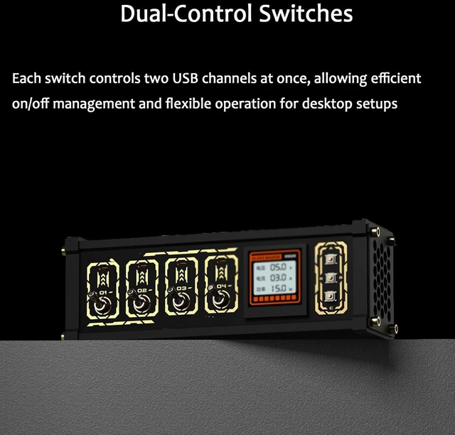 Alt view image 3 of 7 - 8 Port USB Docking Station, Multi-Port USB Expander, Time Synchronization/Dot Matrix Animation/Custom Images/Expansion Dock, for Phones, Tablets