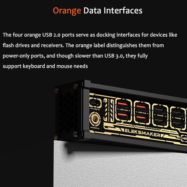 Alt view image 4 of 7 - 8 Port USB Docking Station, Multi-Port USB Expander, Time Synchronization/Dot Matrix Animation/Custom Images/Expansion Dock, for Phones, Tablets
