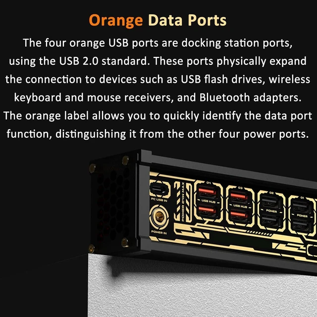 Alt view image 5 of 7 - Multi USB C Splitter Cable, 8 Ports USB C Splitter, Dual Controls in One Switch, W/HD Color Screen, 10-Level Brightness, Personalized Customization, for Phones, Computer