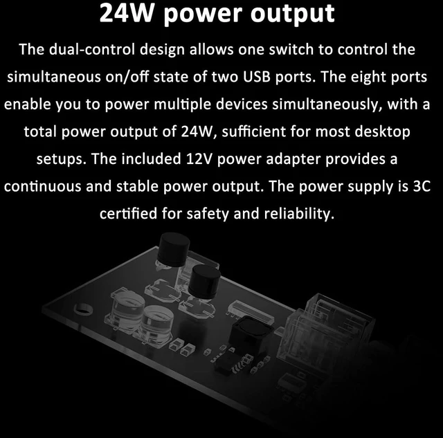 Alt view image 6 of 7 - Multi USB C Splitter Cable, 8 Ports USB C Splitter, Dual Controls in One Switch, W/HD Color Screen, 10-Level Brightness, Personalized Customization, for Phones, Computer