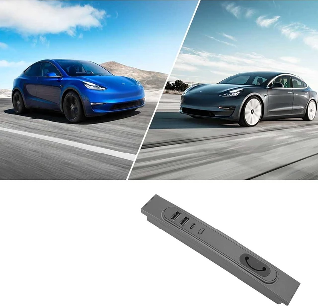 Alt view image 7 of 7 - USB Hub Docking Station Multiport Charging Splitter Fit for 2021-2023 and Model Y 2021-2023, 27W Fast Charging with 3 Color LED Light, 2 USB A and 1 USB C Port Adapter
