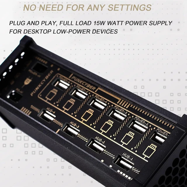 Alt view image 3 of 7 - 6 Ports USB C Splitter, Portable 6 Port USB Hub for Seamless Connectivity, Voice Control Function, Data Transmission, 10 USB Convenient Input Ports, Suit for Phones, Tablets, and Gadgets