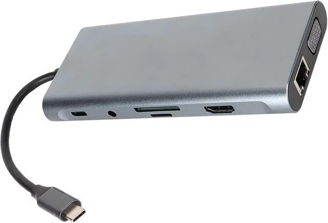 Alt view image 7 of 7 - Cryfokt USB C Hub 11 in 1 4K HD VGA Compact Docking Station for PC Monitor Projector with Fast Charge for OS X Laptop ProAir 1 Piece