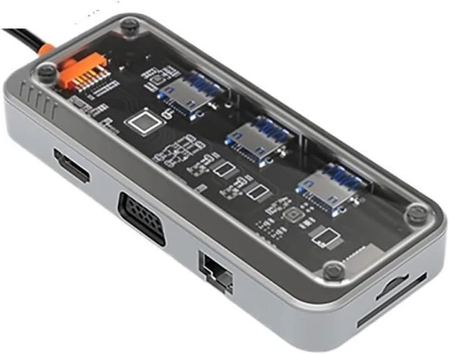 Main image of USB C Hub 10 in 1 Docking Station TY>pe to PD HD-MI USB3.0 * 3 SD TF Ethernet RJ45 1000M V/GA 3.5mm for M1 M2