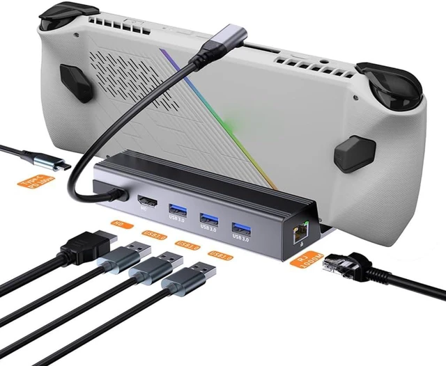 Alt view image 2 of 7 - 6 in 1 Charging Hubs for SteamDeck 4K 60Hz Ethernet and USB Option